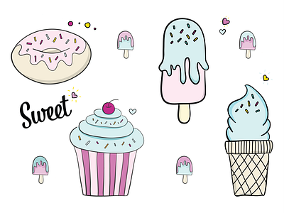 Sweet Illustrations adobe design draw drawing flat illustration illustrator draw ipad pro sweet vector
