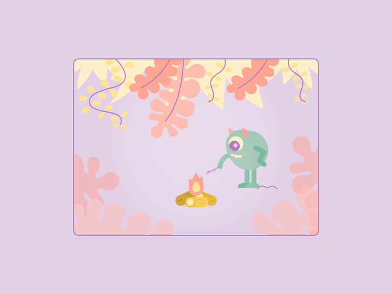 Monsters University Camp animation art bonfire charachters charactedesign fire gif illustration monstersinc motion pictogram pixar vector