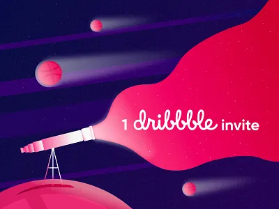 1 Dribbble Invite asteroid branding candy comet dribbble dribbble invitation invite pink planets purple space stars telescope