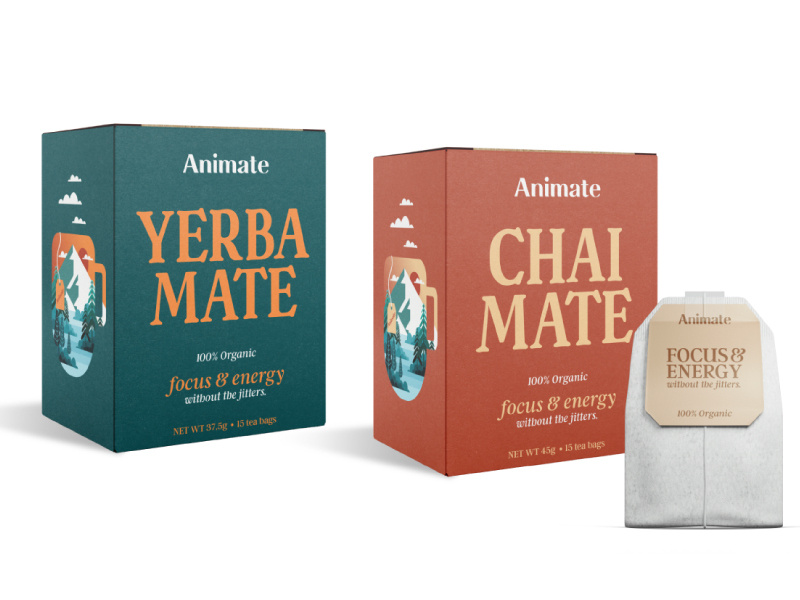 Packaging design for bespoke tea brand box packaging chai mate mountain illustration packaging packaging design packaging illustration tea tea bag tea brand tea branding tea cup tea design tea hang tag tea illustration tea label tea logo tea love tea packaging yerba mate