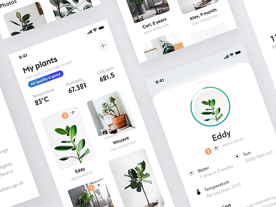 Plants app app app ios iphone clean design ui ux interface ios minimal minimalistic mobile product design simple ui white