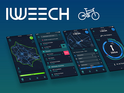 Iweech Night dark mode bike app mobile app ui ux design