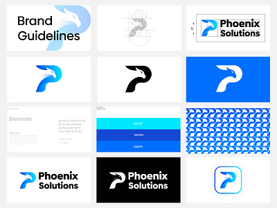 Phoenix Solutions abstract logo brand branding design digital falcon gradient icon identity logo logo design logotype marketing modern logo networks p phoenix platform tech typography