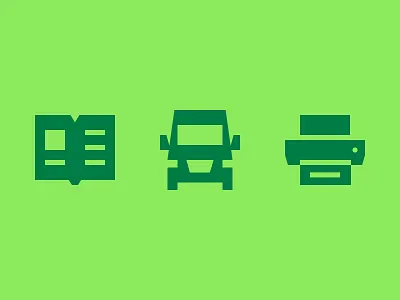 Sharp edges book brutalism icon pictogram printer transport