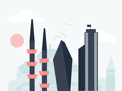 Istanbul city day illustration istanbul landmarks skyline turkey