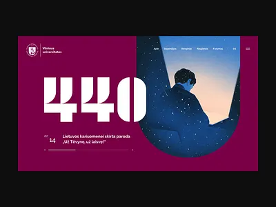 Vilnius University 440 bold hero ilustration landing page ui design website