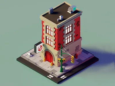 3D Model of a Firehouse-style Building 3d 3d abstract art 3d art 3d art work 3d building 3d design 3d model 3d render building building design cartoonish clean clean 3d colorful creative firehouse style building low poly minimalist street stylized art