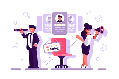 We are hiring concept business business people businessman character design employee flat hire hiring hr human resource illustration manager office people recruit team vacancy vector wanted