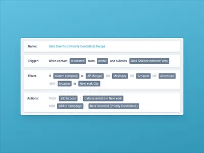 Website Recipe actions ai automate automation b2b beamery candidate crm filter form recipe recruiting recruitment software trigger ui