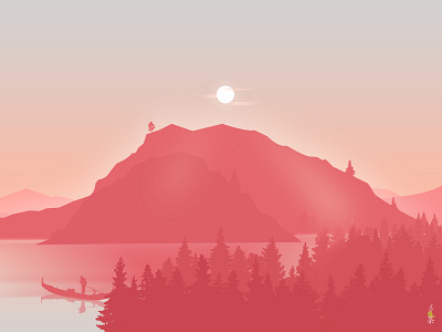 Red landscape cockleshell scenery 插图 设计