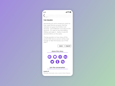 Daily UI 010-Social Share article dailyui dailyui 010 feedbackplease share social media stories ui ux design