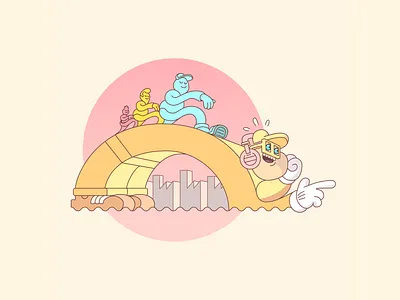 Delbar - Show the way! bridge cap groove hand hands illustration landing page lego lgbtq multicultural point rainbow shoes show sustainability sustainable swag vector visualisation walk