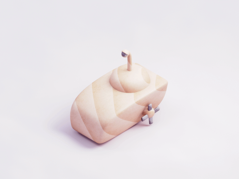 Wood Submarine 3d animation blender color cute gif illustration isometric lowpoly render submarine wood