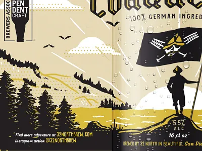 Plis the Conqueror Sneak Peek beer beer label black lettering blue can design clouds flag german halftone illustration nature pilsner skull sneak peek sun water