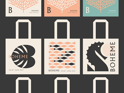 Boheme pt. IV beach caribbean coral fish leaf ocean pattern resort restaurant sea seahorse tote totebag tropical water