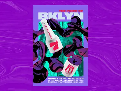 Pride of Brooklyn 2019 Poster beer beer bottle beer branding bridge brooklyn brooklyn bridge design illustration poster pride of brooklyn trippy type typography