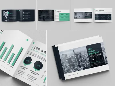 Landscape Multi-Purpose Brochure a5 abstract annual report blue brand branding brochure design business clean company corporate creative design emydesign indesign infographics informational landscape light magazine