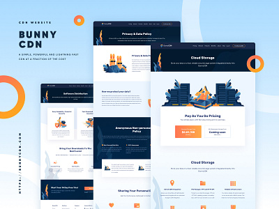 BunnyCDN Landing Page - Cloud Storage cdn cloud data homepage hosting illustration internet landing page redesign security storage ui vpn website