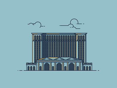 Michigan Central Station architecture building central detroit illustration line illustration michigan michigan central station station train depot