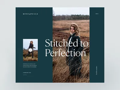 Rino & Pelle—Hero Concept autumn clothing elegant fashion fashion model female green interface lookbook luxury minimal model photography royal green serif ui webdesign website woman