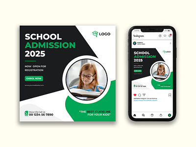 School admission social media post and Instagram post template academy poster ad banner admission admission banner ads banner design branding college poster design education post facebook ads facebook banner facebook poster google ad banner graphic design instagram banner logo motion graphics social media poster student post
