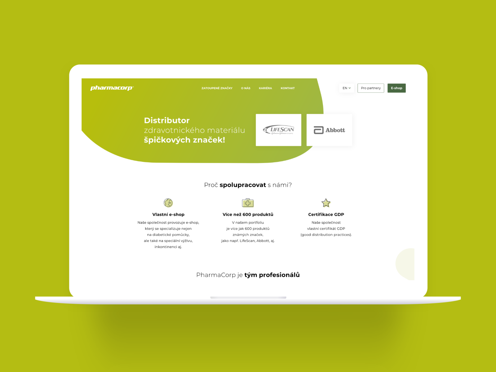 Example of Design of website for company Pharmacorp, s.r.o.