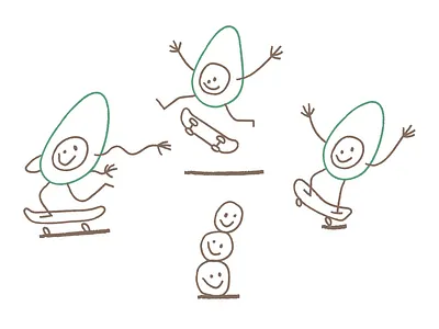 Skate’n Cados avacado character geometry nut texture vector