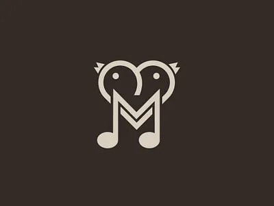 Two Love Birds In A Music Note Logo animal bird logo birdlogo brand branding creative cute flatdesign graphic design illustrator letter m logo deisgn lovevirds loving bird media minimalist logo musicnote pet unique vector artwork