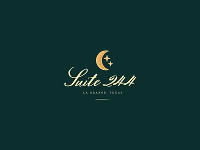 Suite 244 Logo Concept 4 bed and breakfast branding design drawing hand drawn identity illustration lettering logo moon stars texas type typography