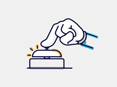 Ding Ding bell blue brooklyn ny brush cartoon cartoon illustration check in check out ding front desk glove gray hand hotel iconography graphic line mono weight sketch book stroke yellow