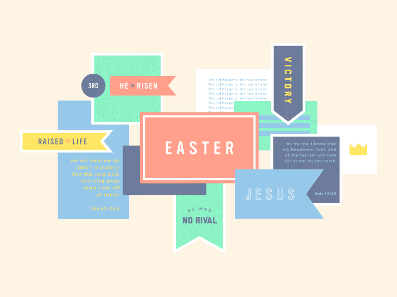 Banners of Victory banners easter event branding pastel