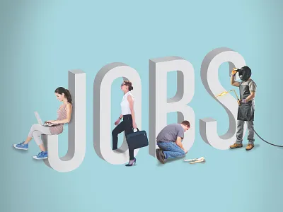 The Jobs Issue 3d type editorial design illustrator photoshop typography