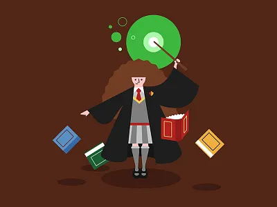 Hermione 📚 art design doodle harry potter hermione hermione granger illustration mage magic vector witch