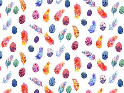 Eggs Feathers Pattern art design illustration painting pattern pattern art pattern design pattern library surface design surface pattern surface pattern design surfacepatterndesign watercolor watercolor art