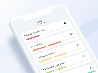 Progress app | detailed list items colorful ios iphone x minimal minimalist progress progress bar progress indicator results ui design