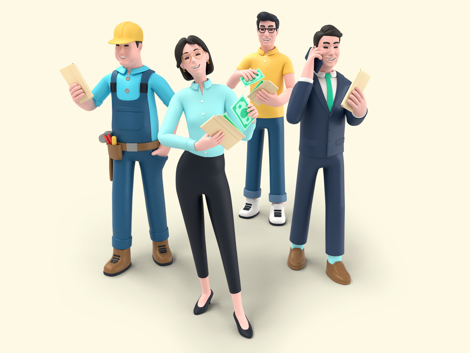 Payroll 3d branding design illustration