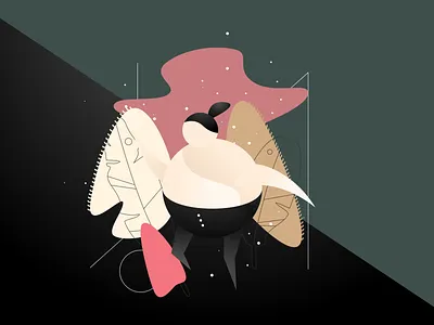 Reaching abstract design illustration shapes sphere