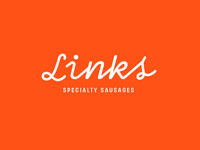 Links Specialty Sausages Logo american brand brand identity branding fast food hand lettered logo hotdog hotdog logo logo minimal restuarant retro sausage script font typography
