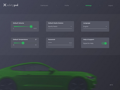 Daily UI Challenge #007 - Settings car challenge accepted daily 100 challenge dailyui design green settings ui