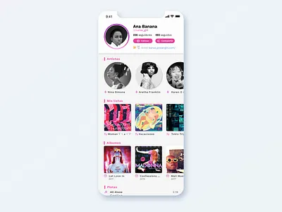Daily UI #006 _User Profile dailyui dailyui006 mobile music sketch