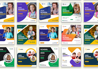School admission social media post and Instagram post templates academy poster ad banner admission admission banner ads banner design branding college poster design education post facebook ads facebook banner facebook poster google ad banner graphic design instagram banner logo school admission student post