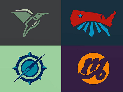 Assorted Logos america compass design hummingbird illustration logo