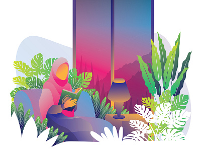 woman reads quran cartoon design flat illustration ui ux vector vectorart web