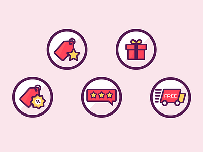 E-Commerce Icon Pack ecommerce gift icon illustration price tag reviews shipping shop