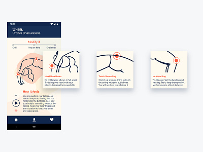 Whatasana pop-up screens app asana design illustration ui userexperience ux yoga