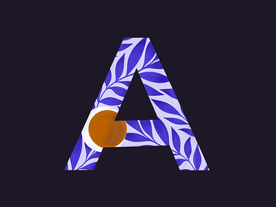 A // 36 Days of Type a botanical leaves lettering moon