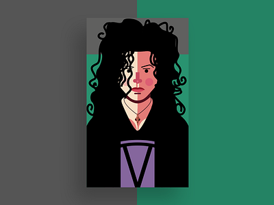 Bellatrix Lestrange bellatrix bellatrix lestrange design fan art flat flat design geek harry potter harrypotter hogwarts illustration illustrator movie nerd slytherin sonserina