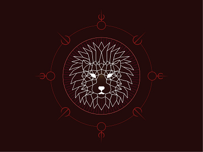 Spirit Lion animal cat dark design flat illustration line line art lion red tattoo tribe vector wild