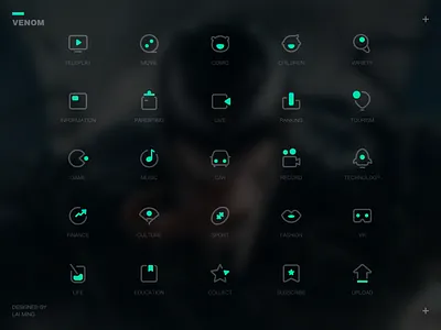 Venom theme Icon black car collect comic fashion game gui icon icons information live movie music night ranking sport theme ui ux venom