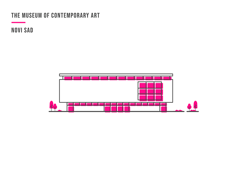 The Museum Of Contemprary Art Of Vojvodina 2 colors 2d 2d animation animation architecture building dribbble gif novi sad